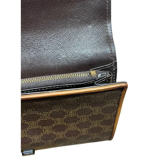 Celine Macadam Monogram Long Wallet Brown Coated Canvas Vintage COA - Picture 6 of 8